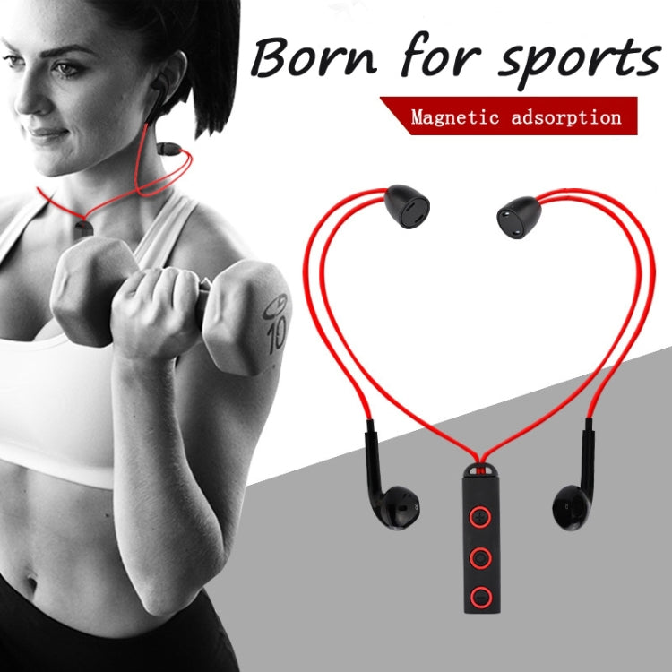 BT313 Magnetic Earbuds Sport Wireless Headphone Handsfree bluetooth HD Stereo Bass Headsets with Mic(Red) - Sport Earphone by PMC Jewellery | Online Shopping South Africa | PMC Jewellery