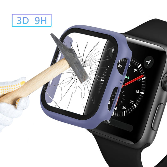 ENKAY Hat-prince Full Coverage PC Case + Tempered Glass Protector for Apple Watch Series 5 / 4 44mm(Blue) - Watch Cases by ENKAY | Online Shopping South Africa | PMC Jewellery | Buy Now Pay Later Mobicred