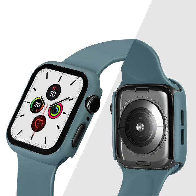ENKAY Hat-prince Full Coverage PC Case + Tempered Glass Protector for Apple Watch Series 5 / 4 44mm(Green) - Watch Cases by ENKAY | Online Shopping South Africa | PMC TechLife | Buy Now Pay Later Mobicred