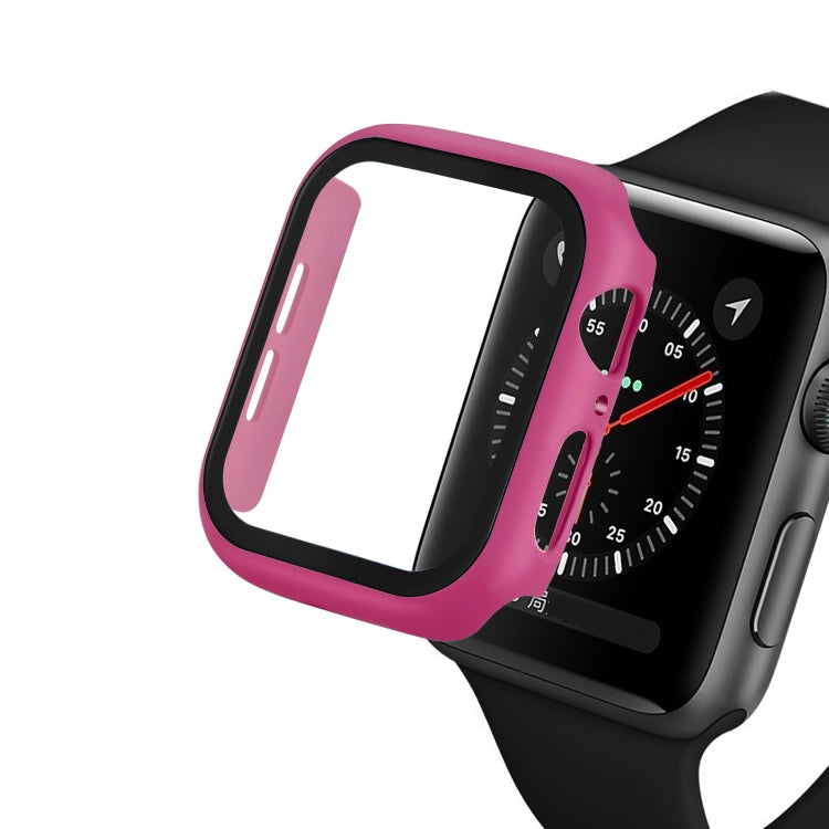 ENKAY Hat-prince Full Coverage PC Case + Tempered Glass Protector for Apple Watch Series 5 / 4 44mm(Rose) - Watch Cases by ENKAY | Online Shopping South Africa | PMC TechLife | Buy Now Pay Later Mobicred