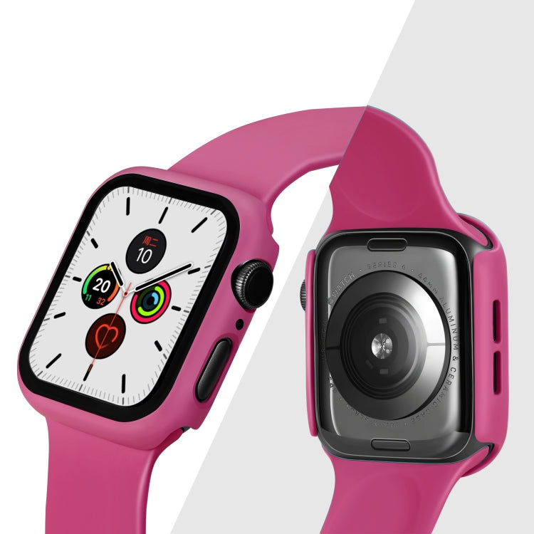 ENKAY Hat-prince Full Coverage PC Case + Tempered Glass Protector for Apple Watch Series 5 / 4 44mm(Rose) - Watch Cases by ENKAY | Online Shopping South Africa | PMC TechLife | Buy Now Pay Later Mobicred