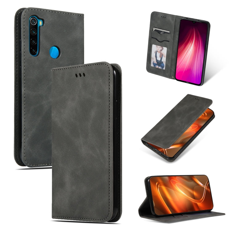 For Xiaomi Redmi Note 8 Retro Skin Feel Business Magnetic Horizontal Flip Leather Case(Grey) - Xiaomi Cases by PMC TechLife | Online Shopping South Africa | PMC TechLife