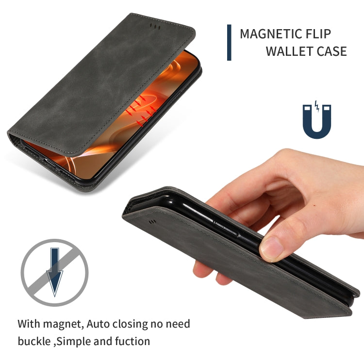 For Xiaomi Redmi Note 8 Retro Skin Feel Business Magnetic Horizontal Flip Leather Case(Grey) - Xiaomi Cases by PMC TechLife | Online Shopping South Africa | PMC TechLife