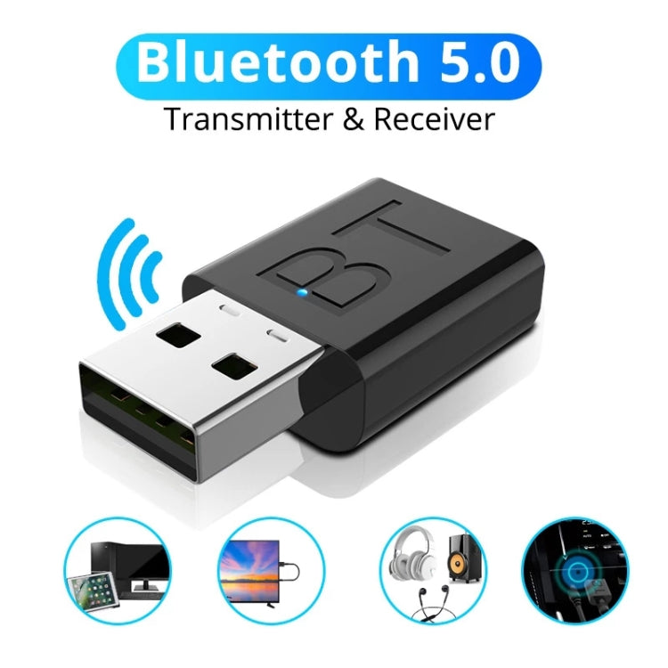 BT005 5.0 USB Bluetooth Receiver Speaker Amplifier AUX Audio I Car Wireless Stereo Bluetooth Stick Adapter - Audio Receiver Transmitter by PMC TechLife | Online Shopping South Africa | PMC TechLife