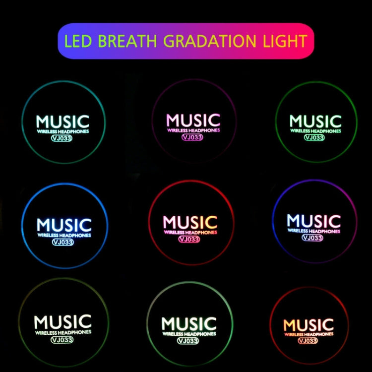 VJ033 Multi-function Upgrade Bluetooth 5.0 Headset Stereo Wireless LED Microphone FM Radio Headset(Blue) - Headset & Headphone by PMC TechLife | Online Shopping South Africa | PMC TechLife