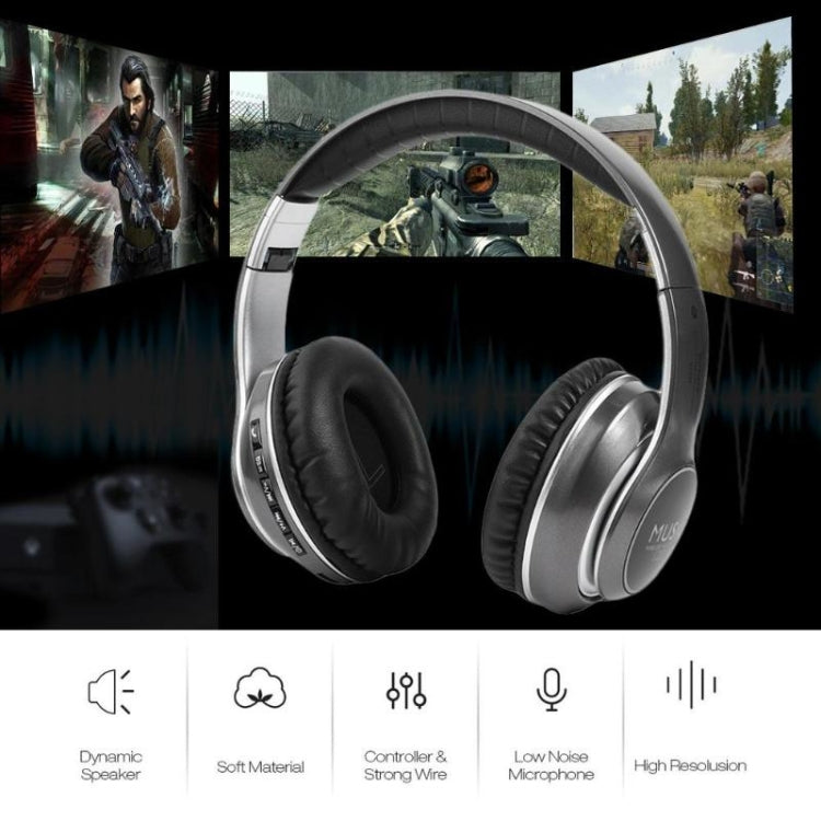 VJ033 Multi-function Upgrade Bluetooth 5.0 Headset Stereo Wireless LED Microphone FM Radio Headset(Blue) - Headset & Headphone by PMC TechLife | Online Shopping South Africa | PMC TechLife