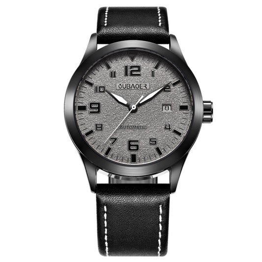 Ochstin 62028 Fashion Fully Automatic Mechanical Watch Waterproof Men  Leisure Mechanical Watch Calendar Leather Watch(Grey) - Leather Strap Watches by OCHSTIN | Online Shopping South Africa | PMC Jewellery | Buy Now Pay Later Mobicred