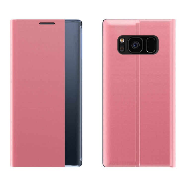 For Samsung Galaxy S10 Plain Texture Cloth Attraction Flip Holder Leather Phone Case(Pink) - Galaxy Phone Cases by PMC TechLife | Online Shopping South Africa | PMC TechLife | Buy Now Pay Later Mobicred