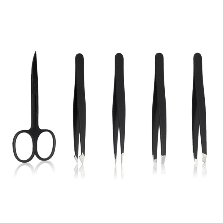 5 PCS / Set Eyebrow Beauty Tools Eyebrow Tweezers Vlip(Black) - Tools by PMC Jewellery | Online Shopping South Africa | PMC Jewellery