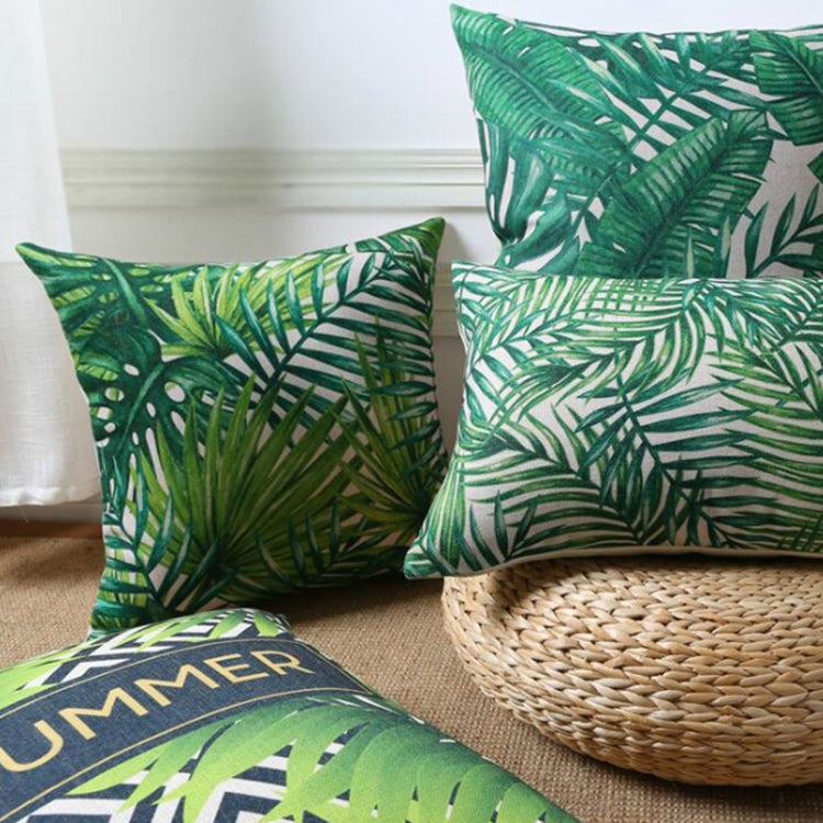 Tropical Plants Pillow Case Polyester Decorative Pillowcases Green Leaves Throw Pillow Cover Square 45CM x45CM(37) - Cushions & Pillows by PMC Jewellery | Online Shopping South Africa | PMC Jewellery