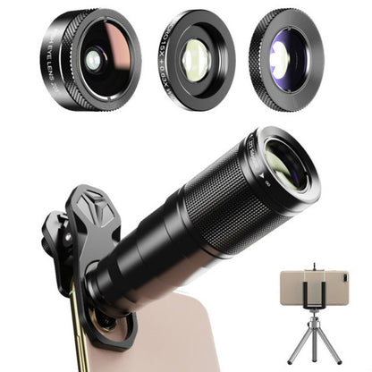 APEXEL APL-22X105 4 in 1 Metal 22X Telephoto + Fisheye + Wide Angle + Macro Starlight Polarization Universal External Mobile Phone Lens Set - Macro & Wide-angle by APEXEL | Online Shopping South Africa | PMC Jewellery | Buy Now Pay Later Mobicred