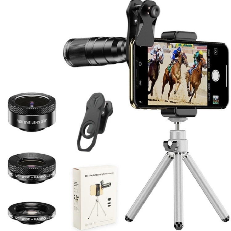 APEXEL APL-22X105 4 in 1 Metal 22X Telephoto + Fisheye + Wide Angle + Macro Starlight Polarization Universal External Mobile Phone Lens Set - Macro & Wide-angle by APEXEL | Online Shopping South Africa | PMC Jewellery | Buy Now Pay Later Mobicred