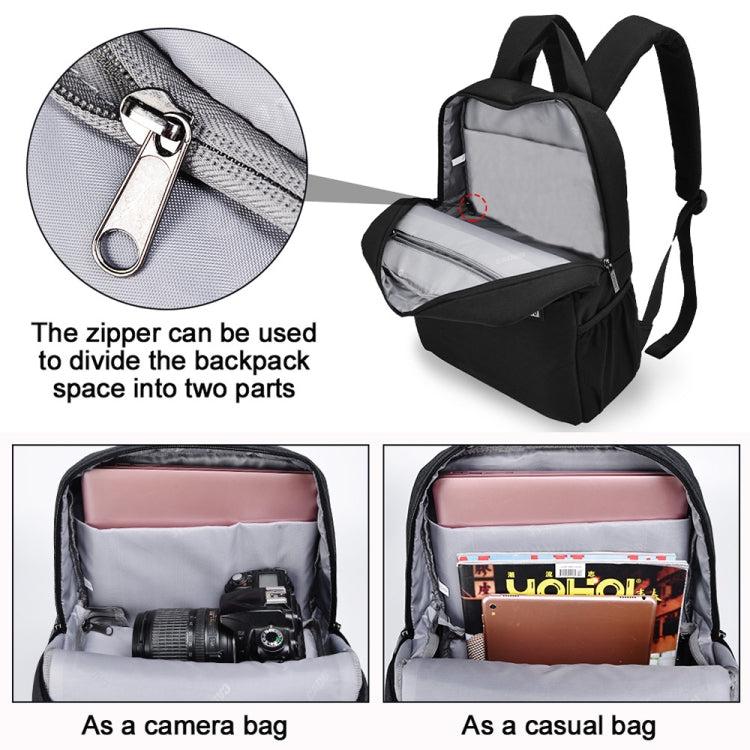 CADeN L4 Double-layer Casual Computer Backpack Multi-function Digital Camera Bag (Black) - free shipping - PMC TechLife - Order now!