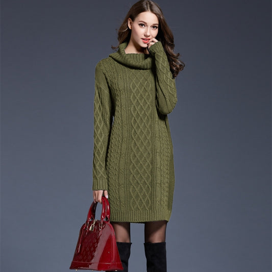 Autumn And Winter Knitwear Dresses Long Turtleneck Sweater For Women, Size: L(Army Green) - Sweater by PMC Jewellery | Online Shopping South Africa | PMC Jewellery
