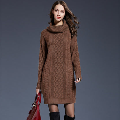 Autumn And Winter Knitwear Dresses Long Turtleneck Sweater For Women, Size: XXXXL(Camel) - Sweater by PMC Jewellery | Online Shopping South Africa | PMC Jewellery