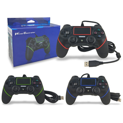 For PS4 Handle Wired Handle Cable Game Controller(Black Blue) - Gamepads by PMC Jewellery | Online Shopping South Africa | PMC Jewellery