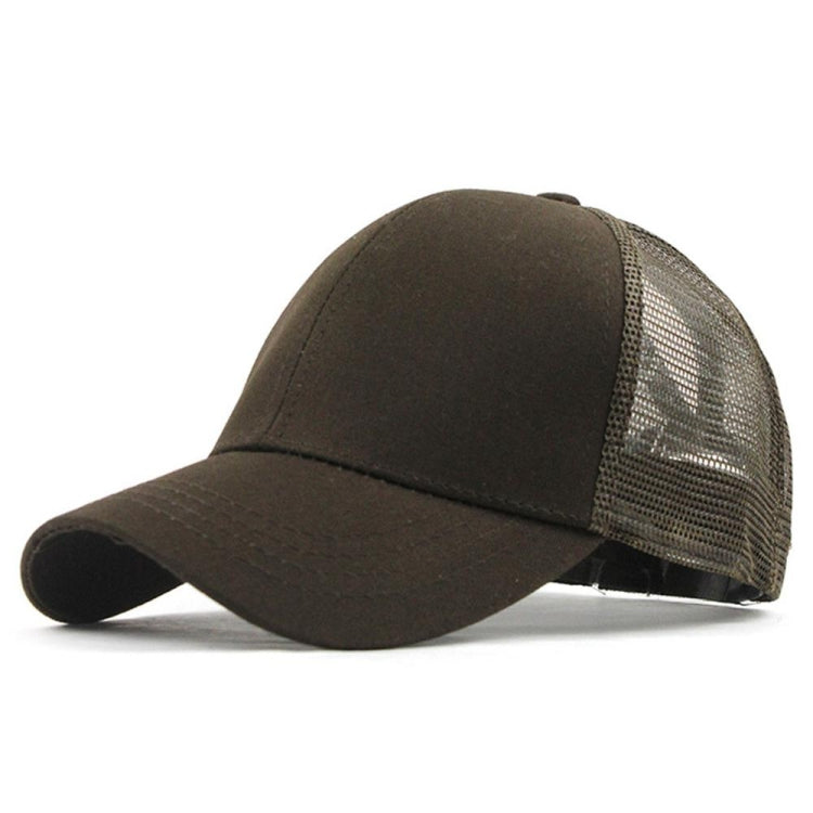 Summer Cotton Mesh Opening Ponytail Hat Sunscreen Baseball Cap, Specification:No Mark(Khaki) - Peaked Cap by PMC Jewellery | Online Shopping South Africa | PMC Jewellery