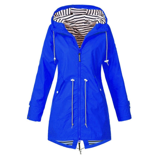 Women Waterproof Rain Jacket Hooded Raincoat, Size:S(Blue) - Hoodie by PMC Jewellery | Online Shopping South Africa | PMC Jewellery