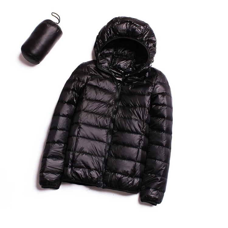 Casual Ultra Light White Duck Down Jacket Women Autumn Winter Warm Coat Hooded Parka, Size:L(Black) - Down Jacket by PMC Jewellery | Online Shopping South Africa | PMC Jewellery