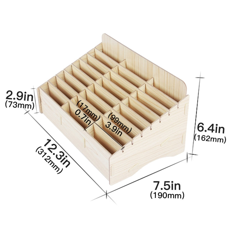White Oak 24 Grid  Wooden Conference Classroom Mobile Phone Organizer Desktop Storage Box - free shipping - PMC TechLife - Order now!
