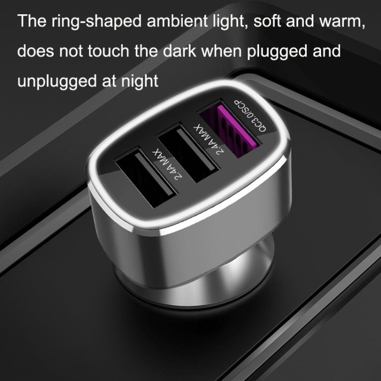 QIAKEY GT680 3 USB Ports Fast Charge Car Charger(Gray) - Car Charger by QIAKEY | Online Shopping South Africa | PMC TechLife | Buy Now Pay Later Mobicred