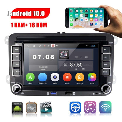 For Volkswagen Q3300KT 7-inch 1+16G Car Multimedia Player Navigation Bluetooth Reversing Integrated Machine Android 10.0, Style:Standard+12Lights Camera - Car MP3 & MP4 & MP5 by PMC Jewellery | Online Shopping South Africa | PMC Jewellery