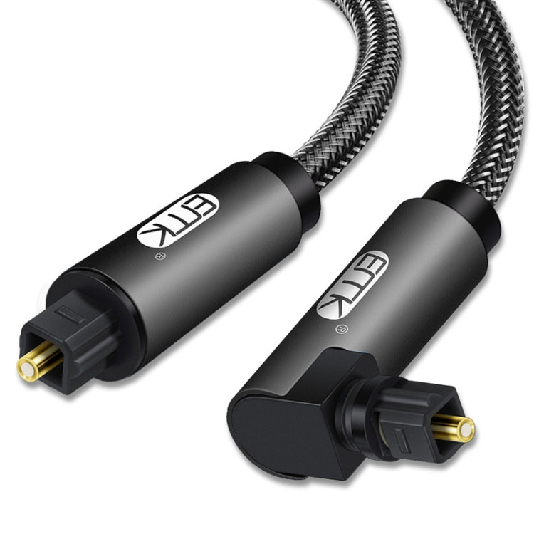 EMK 90 Degree Swivel Adjustable Right Angled 360 Degrees Rotatable Plug Nylon Woven Mesh Optical Audio Cable, Cable Length:2m(Black) - Audio Optical Cables by EMK | Online Shopping South Africa | PMC TechLife | Buy Now Pay Later Mobicred