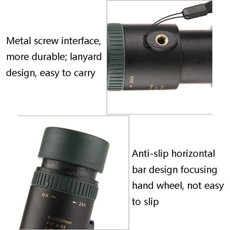 LUXUN 8-24X30 Shimmer Night Vision Single-Cylinder Variation Telescope with Phone Clip & Tripod - Telescope & Microscope by PMC TechLife | Online Shopping South Africa | PMC TechLife
