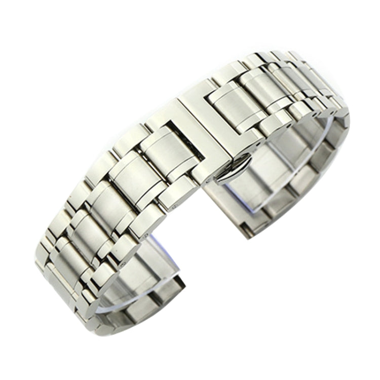 19mm Steel Bracelet Butterfly Buckle Five Beads Unisex Stainless Steel Solid Watch Strap, Color:Silver - Watch Bands by PMC Jewellery | Online Shopping South Africa | PMC Jewellery