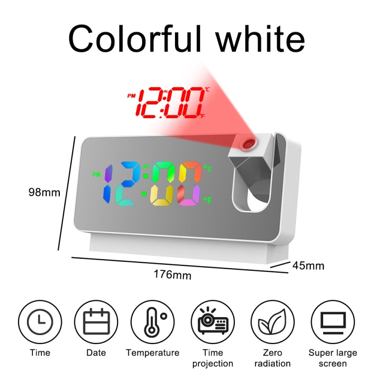 S282 Colorful Font Mute Electronic Digital Clock Mirror Projection Alarm Clock(Black Shell) - Alarm Clocks by PMC Jewellery | Online Shopping South Africa | PMC Jewellery