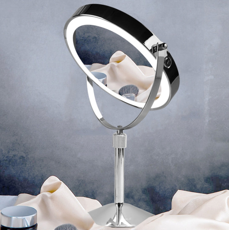 Desktop Double-SidedRound LED Luminous Makeup Mirror Liftable Magnifying Mirror, Specification:Plane + 7 Times Magnification(8-inch Battery Model) - Mirror by PMC Jewellery | Online Shopping South Africa | PMC Jewellery