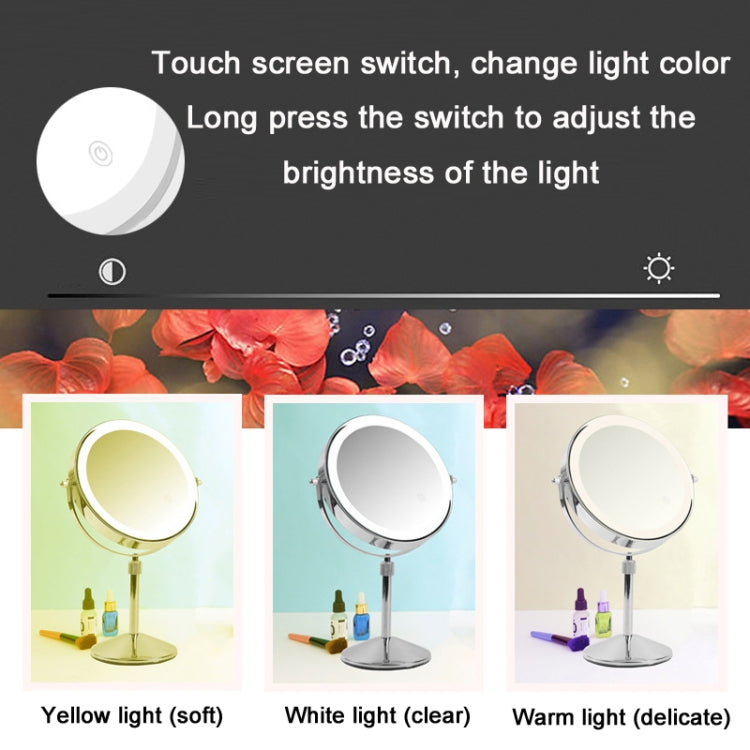 Desktop Double-SidedRound LED Luminous Makeup Mirror Liftable Magnifying Mirror, Specification:Plane + 10 Times Magnification(8-inch Battery Model) - Mirror by PMC Jewellery | Online Shopping South Africa | PMC Jewellery