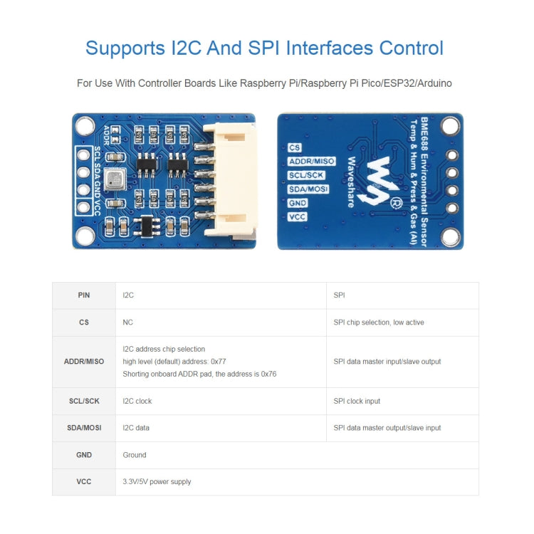 Waveshare BME680  Environmental Sensor Supports Temperature / Humidity / Barometric Pressure / Gas Detection - Sensor Module by Waveshare | Online Shopping South Africa | PMC TechLife | Buy Now Pay Later Mobicred