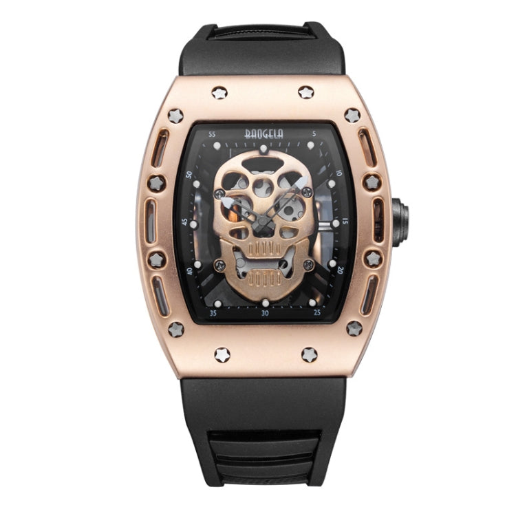 BAOGELA 1612 Skull Silicone Mens Watch Waterproof Sports Quartz Watch(Rose Gold Shell Rose Skull) - Silicone Strap Watches by BAOGELA | Online Shopping South Africa | PMC Jewellery | Buy Now Pay Later Mobicred