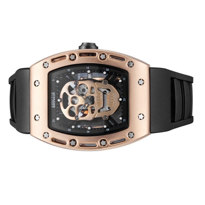 BAOGELA 1612 Skull Silicone Mens Watch Waterproof Sports Quartz Watch(Rose Gold Shell Rose Skull) - Silicone Strap Watches by BAOGELA | Online Shopping South Africa | PMC Jewellery | Buy Now Pay Later Mobicred