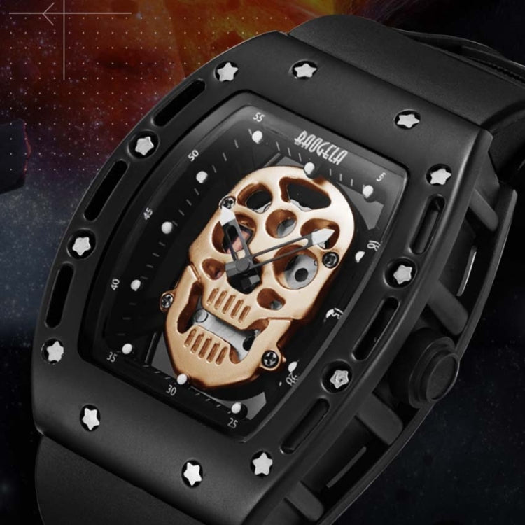 BAOGELA 1612 Skull Silicone Mens Watch Waterproof Sports Quartz Watch(Rose Gold Shell Rose Skull) - Silicone Strap Watches by BAOGELA | Online Shopping South Africa | PMC Jewellery | Buy Now Pay Later Mobicred