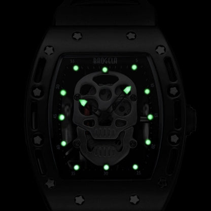 BAOGELA 1612 Skull Silicone Mens Watch Waterproof Sports Quartz Watch(Rose Gold Shell Rose Skull) - Silicone Strap Watches by BAOGELA | Online Shopping South Africa | PMC Jewellery | Buy Now Pay Later Mobicred