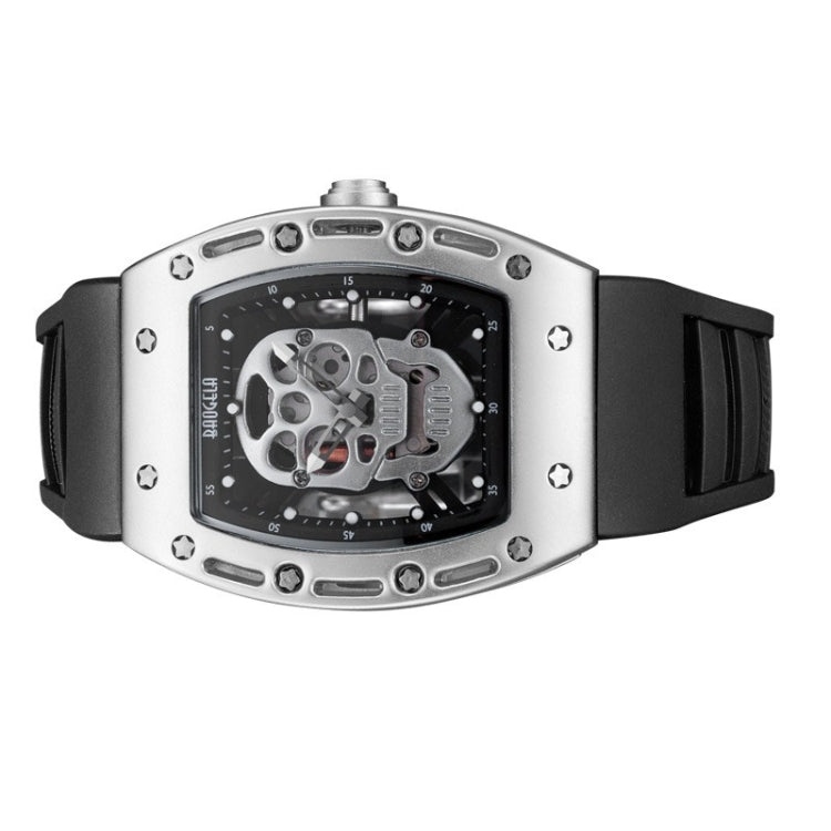 BAOGELA 1612 Skull Silicone Mens Watch Waterproof Sports Quartz Watch(Steel Shell White Skull) - Silicone Strap Watches by BAOGELA | Online Shopping South Africa | PMC Jewellery | Buy Now Pay Later Mobicred