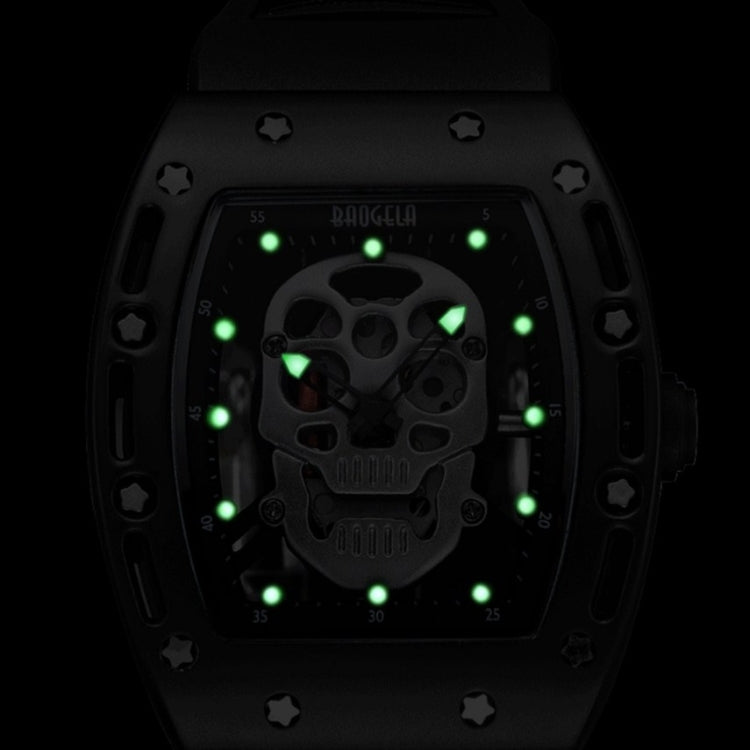 BAOGELA 1612 Skull Silicone Mens Watch Waterproof Sports Quartz Watch(Steel Shell White Skull) - Silicone Strap Watches by BAOGELA | Online Shopping South Africa | PMC Jewellery | Buy Now Pay Later Mobicred