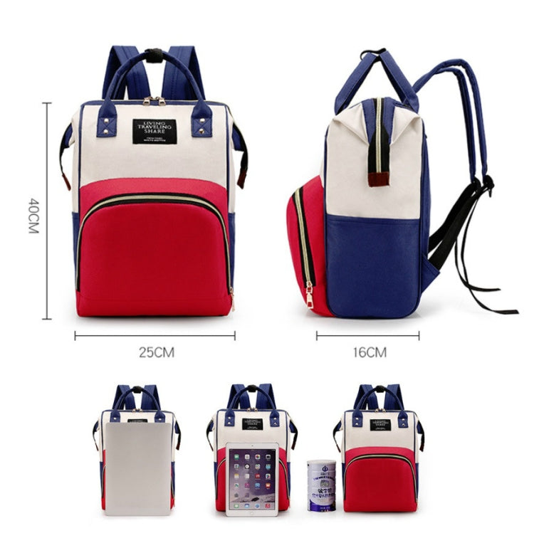 Mummy Bag Large Capacity Multifunctional Backpack Waterproof Baby Bottle Diaper Bag(Red Beige Blue) - Double-shoulder Bags by PMC TechLife | Online Shopping South Africa | PMC TechLife | Buy Now Pay Later Mobicred