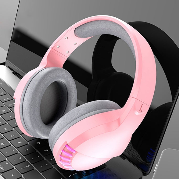SH33 Bluetooth Wired Dual-mode RGB Headset Mobile Phone Heavy Bass Noise Reduction Gaming Headset( Pink) - Multimedia Headset by PMC Jewellery | Online Shopping South Africa | PMC Jewellery