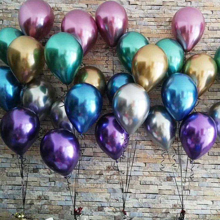 50 PCS 12inch Glossy Metal Pearl Latex Balloons Metallic Color Inflatable Air Ball Birthday Party Decor(Silver) - Balloons by PMC Jewellery | Online Shopping South Africa | PMC Jewellery