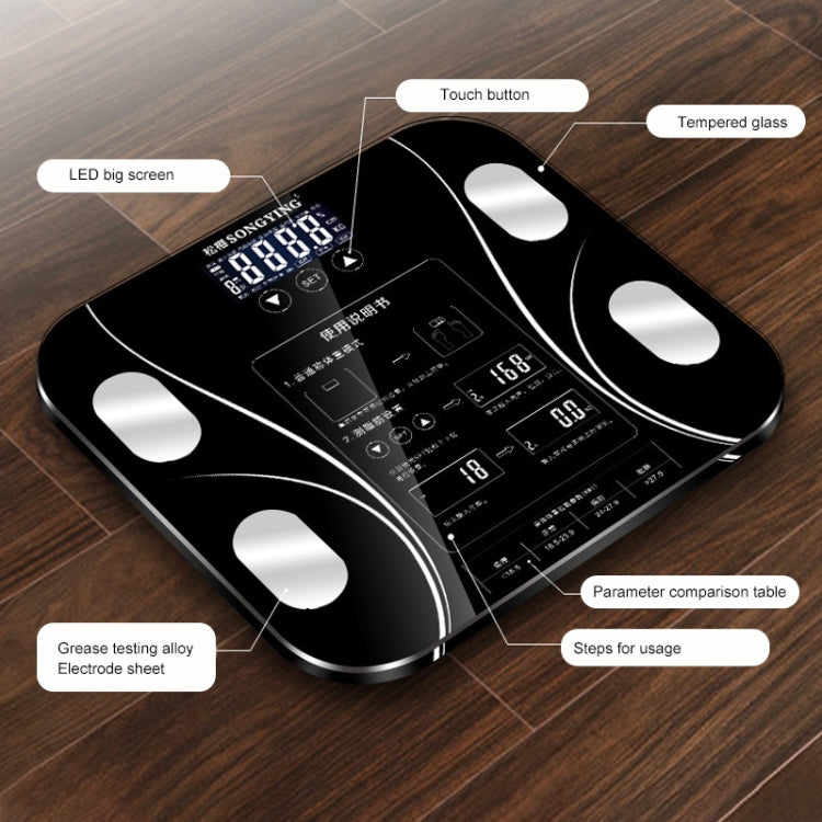 LCD Display Body Electronic Smart Weighing Scales Bathroom Scale Digital Human Weight Scales(Black) - free shipping - PMC TechLife - Order now!