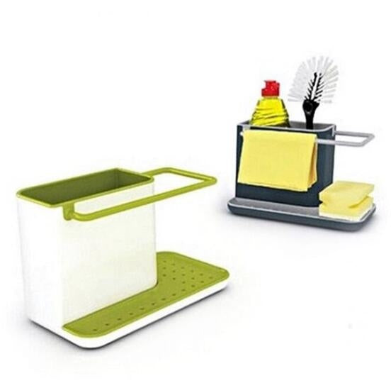 2 PCS Kitchen Sponge Organizer Stands Box Self Draining Sink Storage Rack(Yellow) - Shelf by PMC Jewellery | Online Shopping South Africa | PMC Jewellery