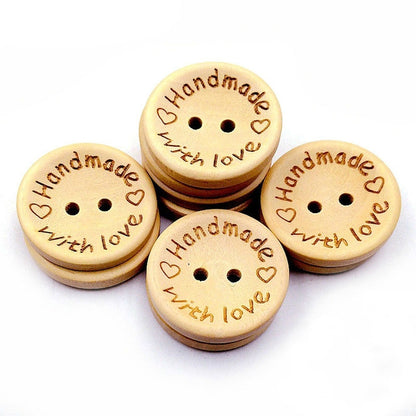 100 PCS/Set Natural Color Wooden Buttons Handmade Love Letter Wood Button Craft DIY Baby Apparel Accessories(15mm) - DIY Apparel Sewing by PMC Jewellery | Online Shopping South Africa | PMC Jewellery