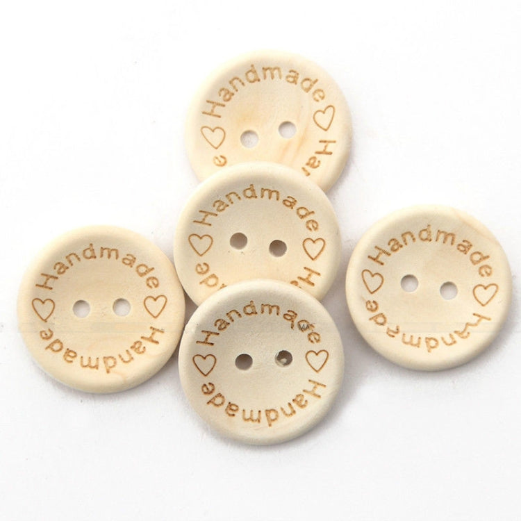 100 PCS/Set Natural Color Wooden Buttons Handmade Love Letter Wood Button Craft DIY Baby Apparel Accessories(15mm) - DIY Apparel Sewing by PMC Jewellery | Online Shopping South Africa | PMC Jewellery