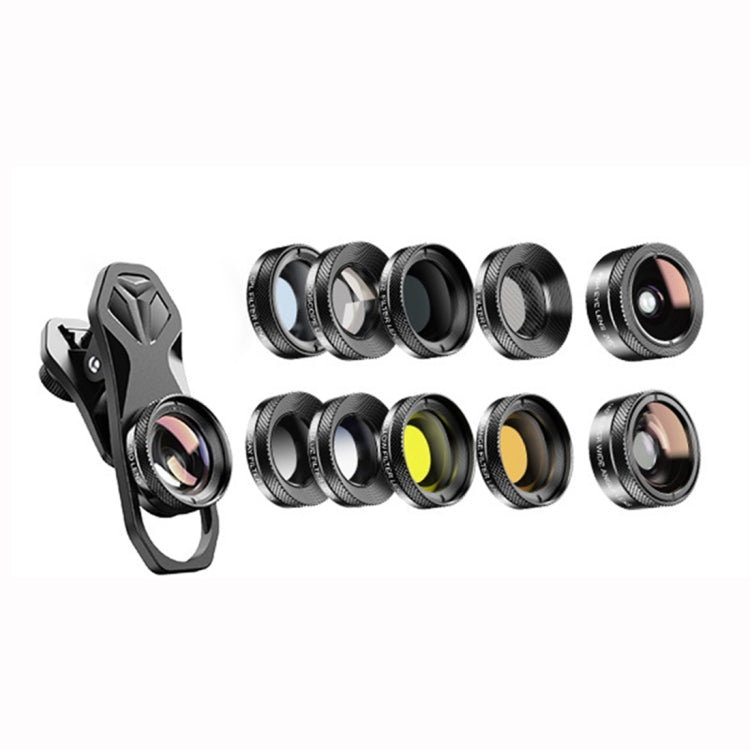 APEXEL APL-DG11 11 in 1 Multifunctional Fisheye Wide-angle Macro Polarized Starlight Gradient Filter Set Universal Mobile Phone Lens Set - Macro & Wide-angle by APEXEL | Online Shopping South Africa | PMC Jewellery