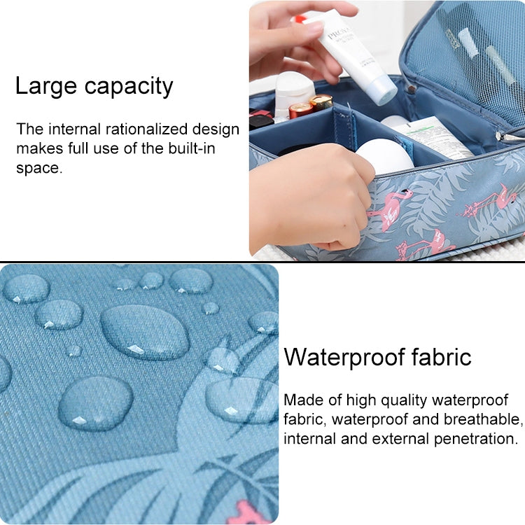 Large Capacity Portable Lady Waterproof Padded Travel Cosmetic Bag Beautician Storage Bags Women Makeup Bag(Style A Blue Flamingo) - Storage Boxes by PMC Jewellery | Online Shopping South Africa | PMC Jewellery