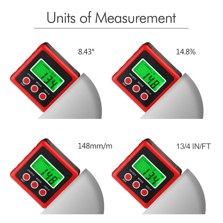 3 Button Mini Precision Magnetic Digital Tilt Box / Tilt Meter / Inclinometer(Red) - Measuring Tools by PMC Jewellery | Online Shopping South Africa | PMC Jewellery