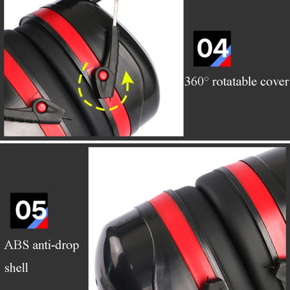 Soundproof Earmuffs Noise-Proof Sleep Earmuffs Industrial Protective Earmuffs Ear Caps(Red Black) - Earmuff & Pad by PMC Jewellery | Online Shopping South Africa | PMC Jewellery